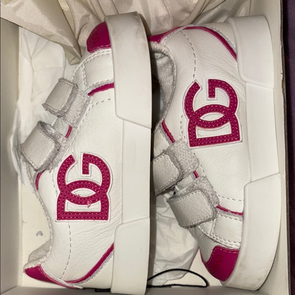Kids White and Pink Shoes